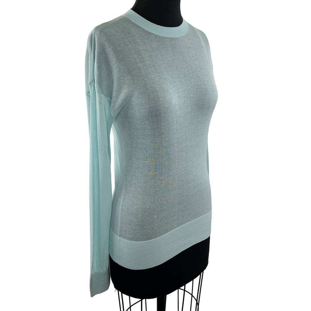 J BRAND Green Cotton Blend Crewneck Long Sleeve Pullover Lightweight Knit Top S